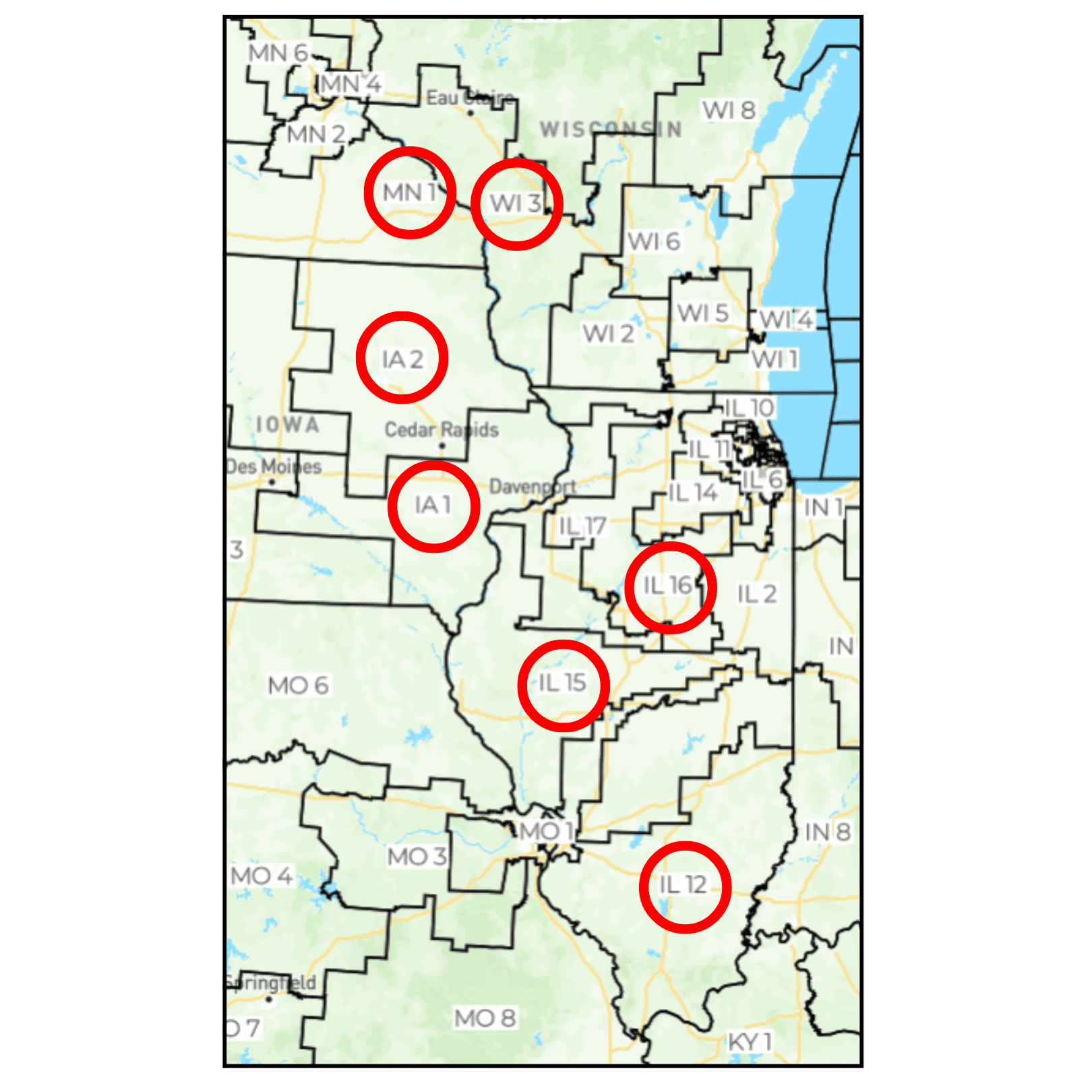 The 7 Targeted Congressional Districts